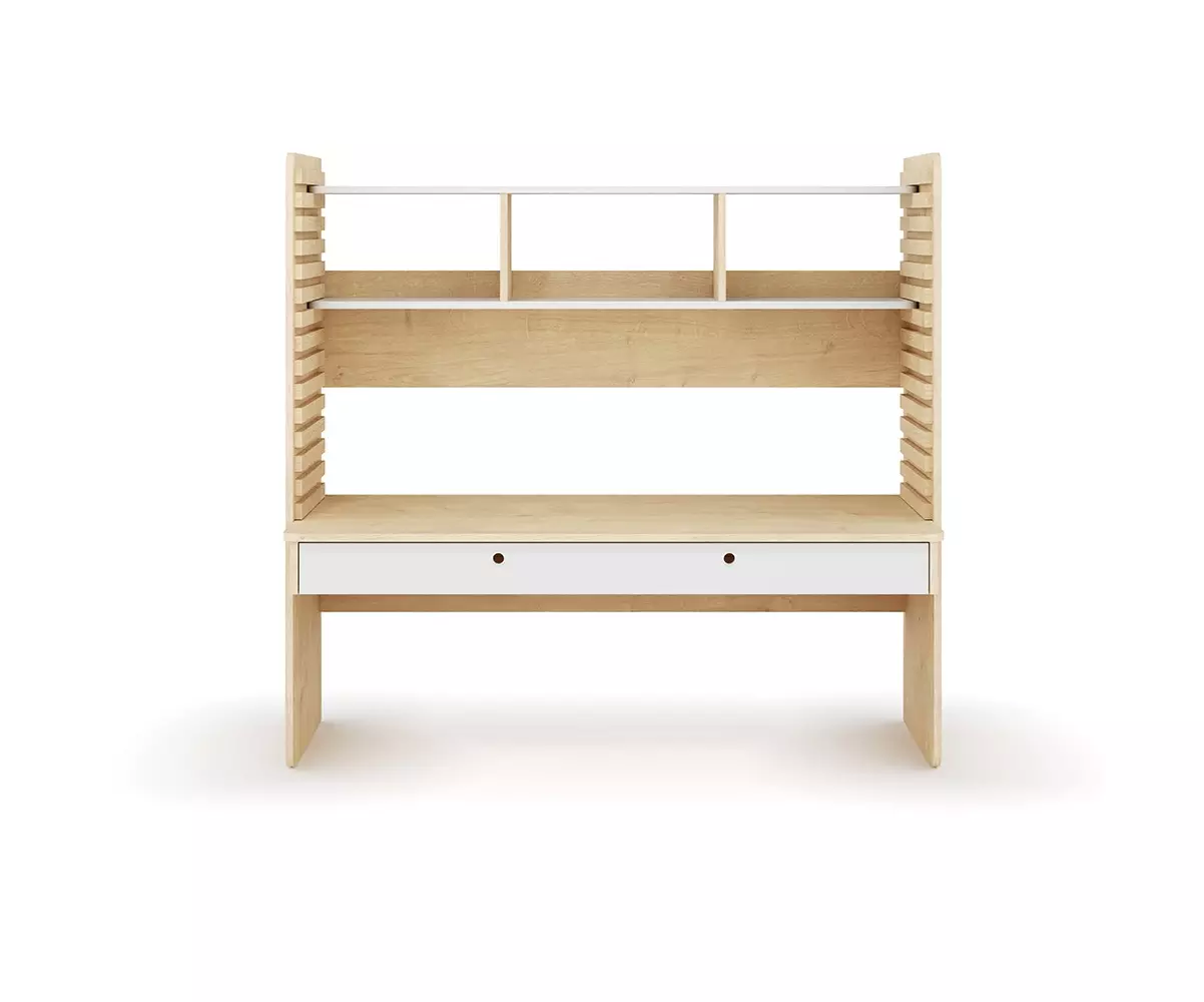 Bureau à Hauteur Réglable Duncan Bois et Blanc. Assis ou Debout Bureau à Hauteur Réglable Duncan Bois et Blanc. Assis ou Debout