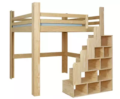 Lit mezzanine Palomar 200x200 bois en version basse