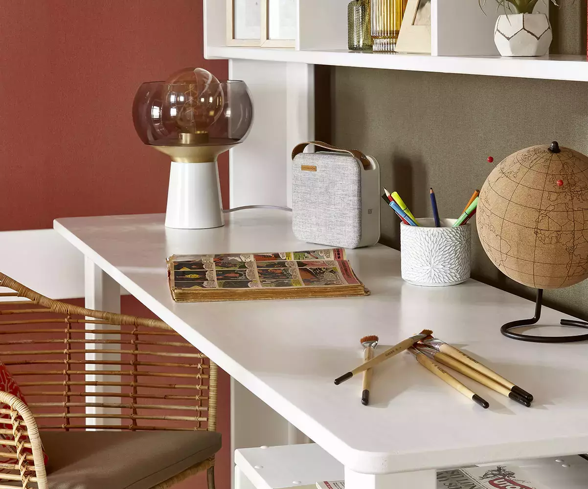 Bureau Milos blanc en bois massif Bureau Milos blanc en bois massif