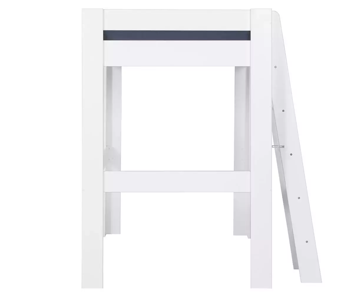 Côté du lit mezzanine Paros avec échelle blanc en bois massif Côté du lit mezzanine Paros avec échelle blanc en bois massif