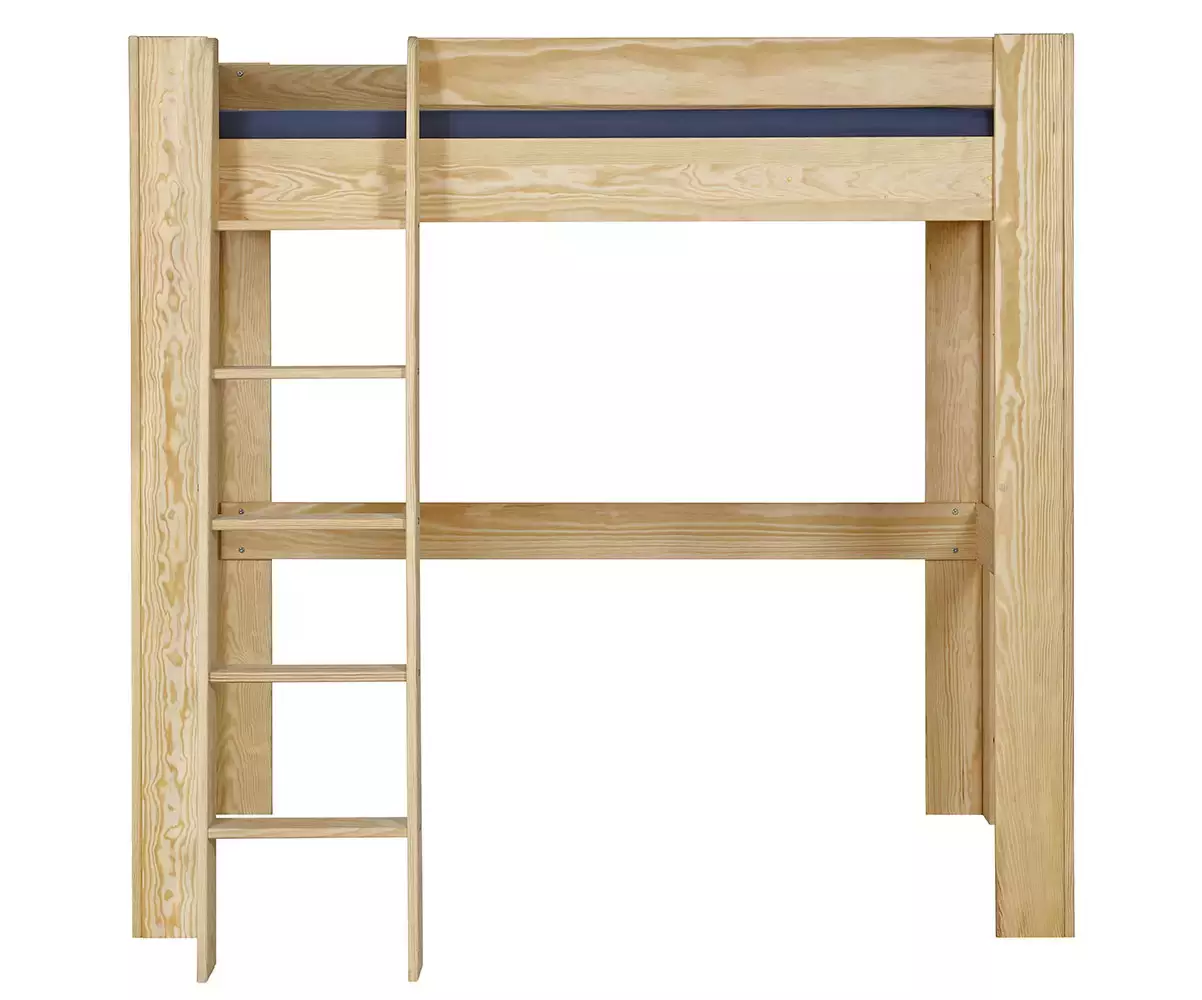 Lit mezzanine Paros avec échelle bois naturel en bois massif Lit mezzanine Paros avec échelle bois naturel en bois massif