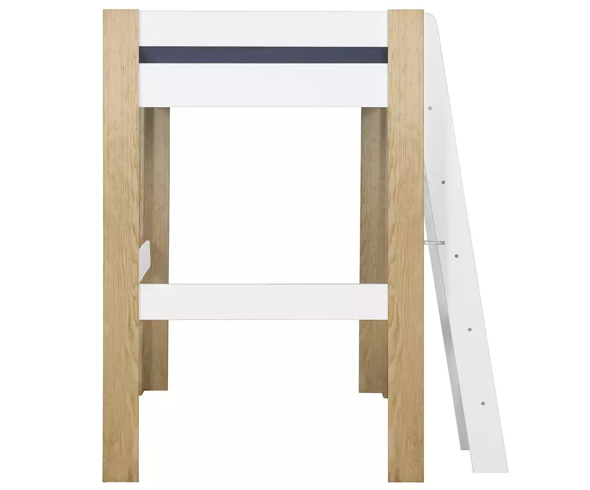 Côté du lit mezzanine Paros avec échelle bois naturel et blanc Côté du lit mezzanine Paros avec échelle bois naturel et blanc