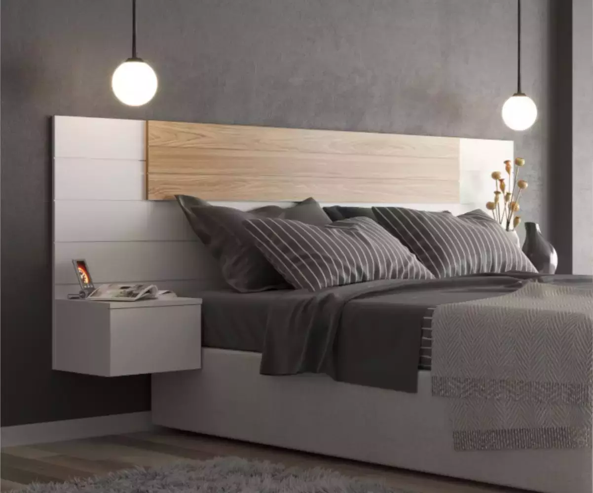 Tête de lit Joran blanche et bois Tête de lit Joran blanche et bois