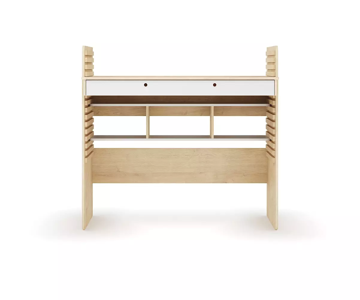 Bureau à Hauteur Réglable Duncan Bois et Blanc. Assis ou Debout Bureau à Hauteur Réglable Duncan Bois et Blanc. Assis ou Debout