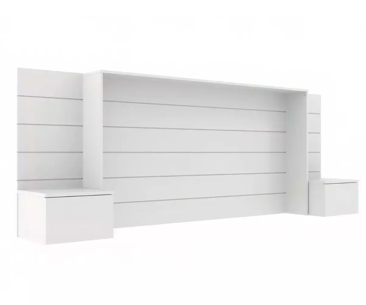 Tête de lit Hegoa blanche avec chevets our lit 160 Tête de lit Hegoa blanche avec chevets our lit 160