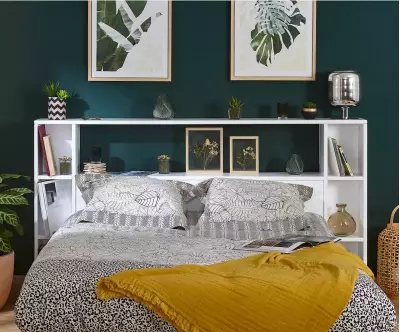 lit euphor avec tête de lit rangement blanc