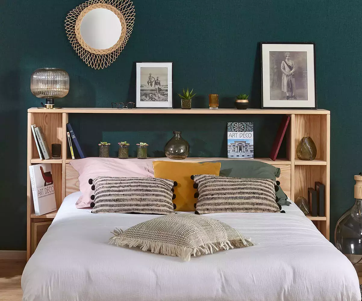 lit euphor avec tête de lit rangement bois naturel lit euphor avec tête de lit rangement bois naturel