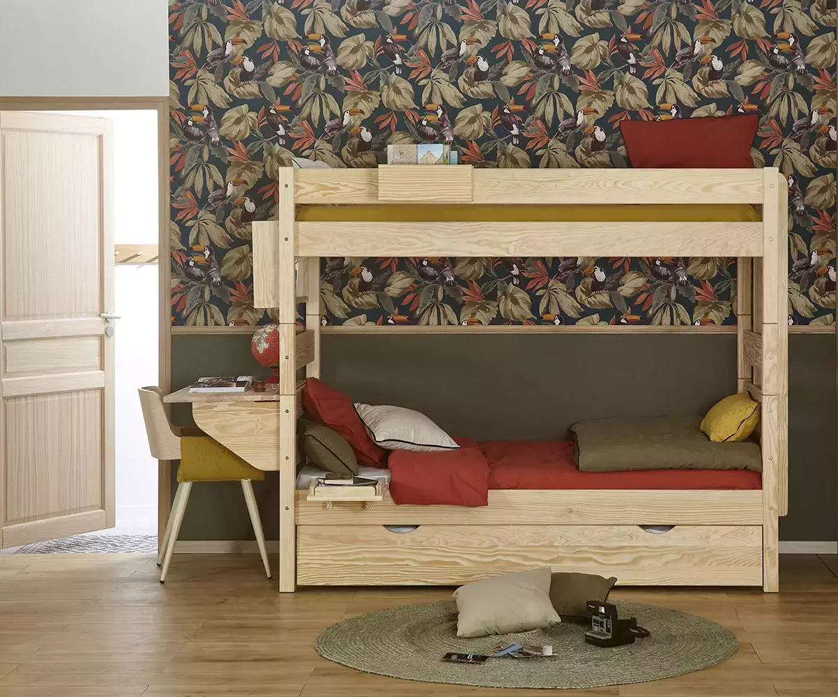 Lit superposé Alto haut avec matelas et bureau en option Lit superposé Alto haut avec matelas et bureau en option