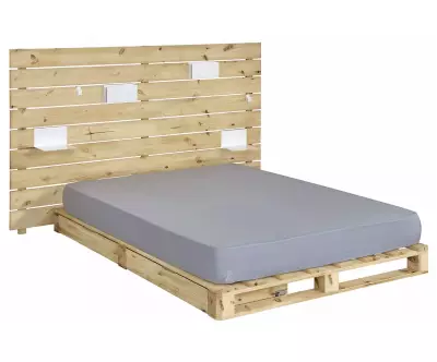 Lit Corfou en bois massif avec matelas