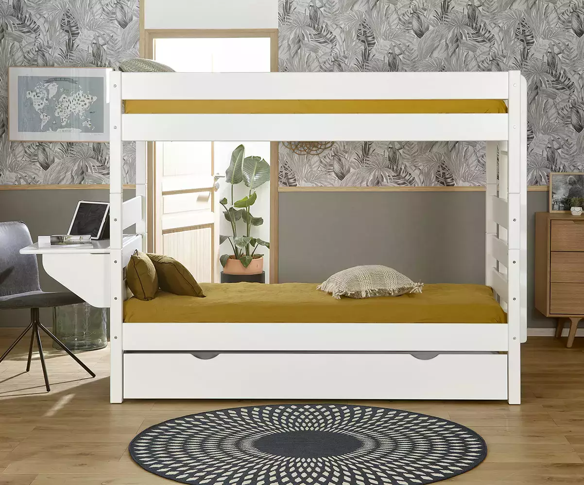 Pack lit superposé Alto + sommier gigogne + 3 matelas Alto blanc Pack lit superposé Alto + sommier gigogne + 3 matelas Alto blanc
