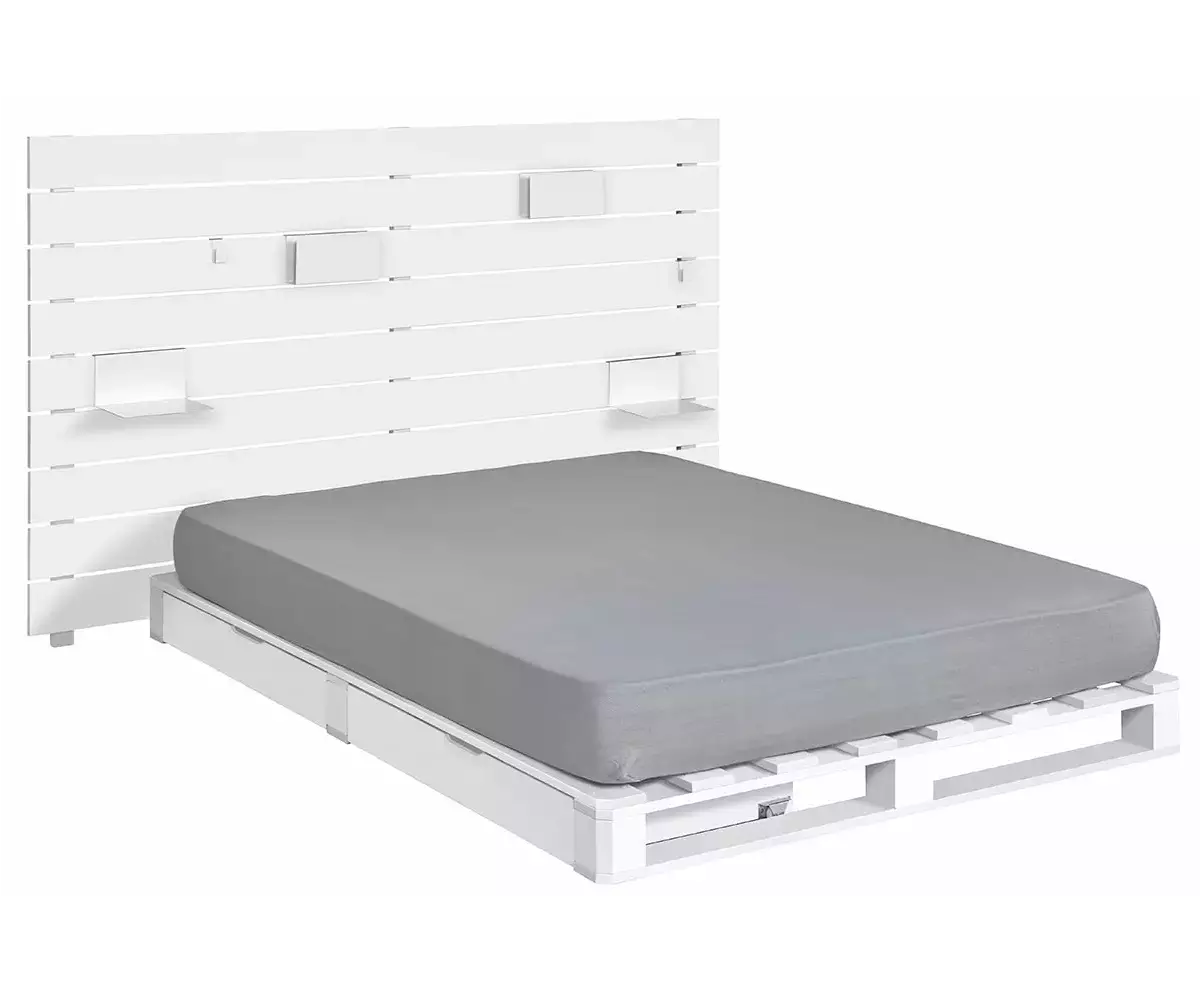 Lit Corfou blanc avec matelas et tête de lit Lit Corfou blanc avec matelas et tête de lit