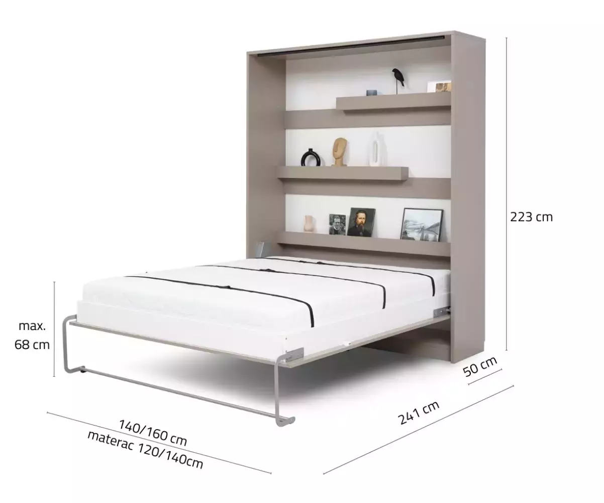 Dimensions du lit escamotable ouvert Selene Dimensions du lit escamotable ouvert Selene