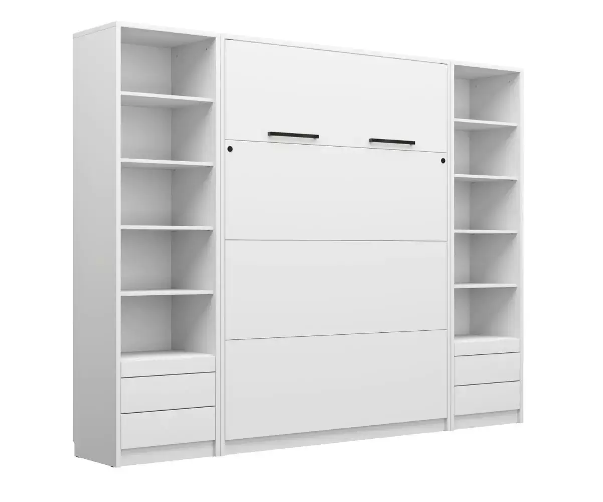 Lit escamotable Sélène fermé avec bureau blanc Lit escamotable Sélène fermé avec bureau blanc