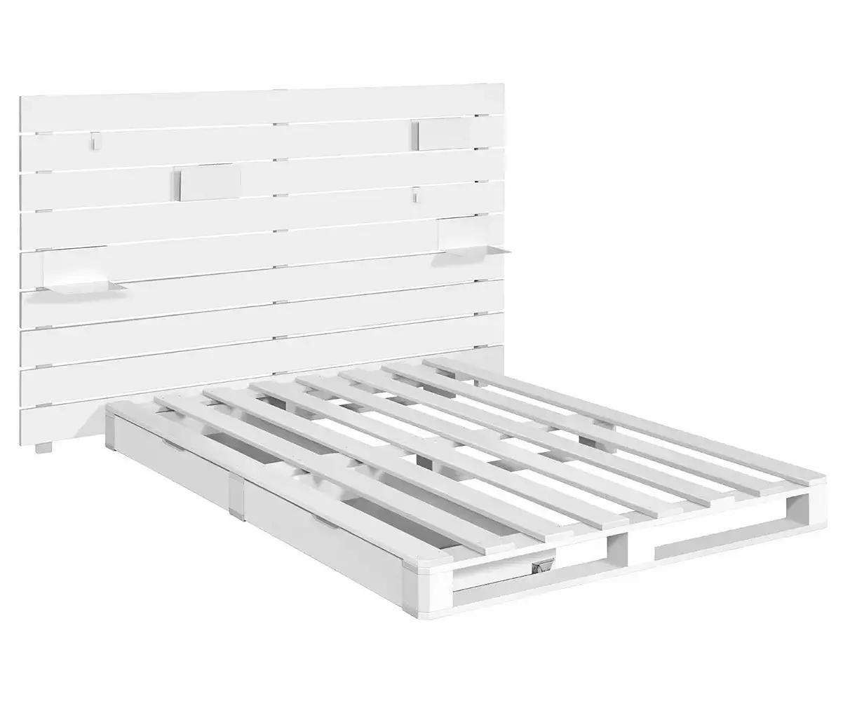 Structure de lit Corfou en blanc avec sa tête de lit Ipar Structure de lit Corfou en blanc avec sa tête de lit Ipar