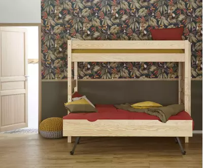 Sommier gigogne bois naturel ouvert