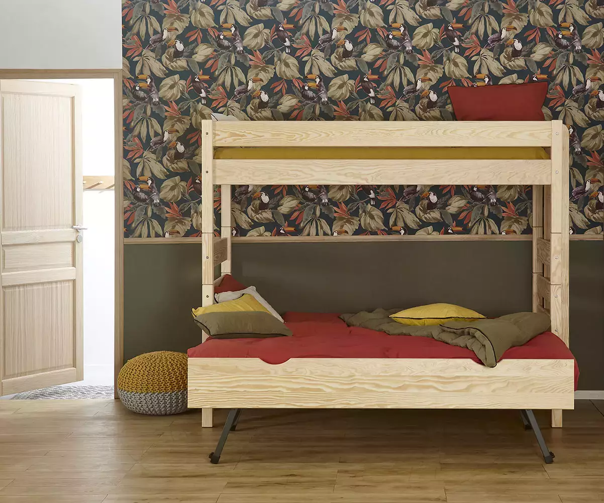 Sommier gigogne bois naturel ouvert Sommier gigogne bois naturel ouvert