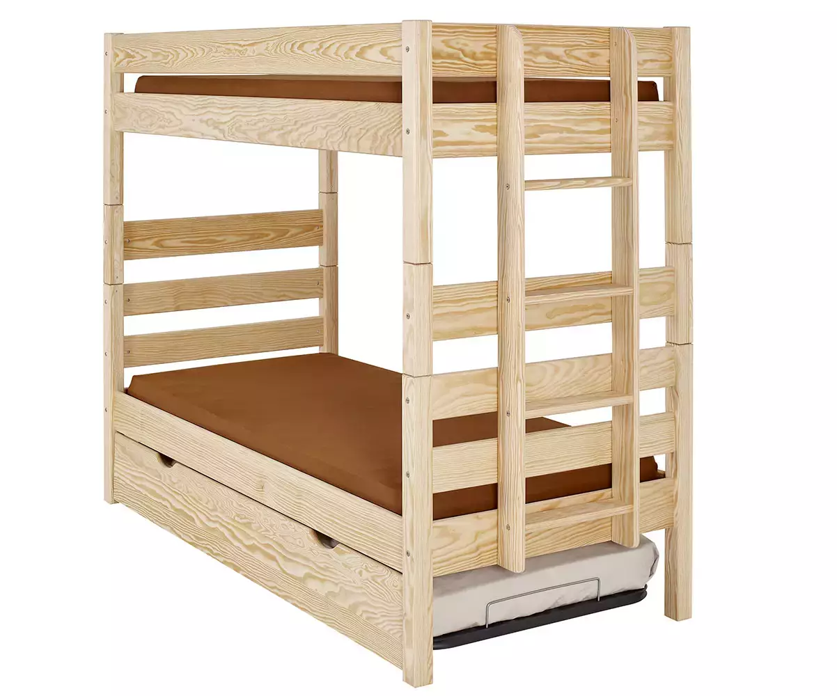 Lit 2 couchages gain de place avec sommier gigogne Lit 2 couchages gain de place avec sommier gigogne