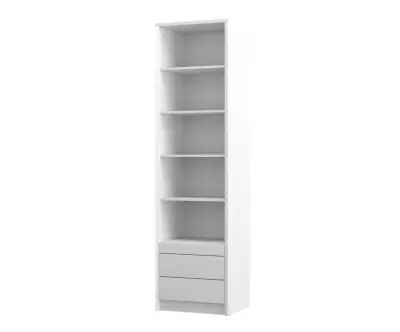 Colonne de rangement avec étagères et tablette fermée blanche