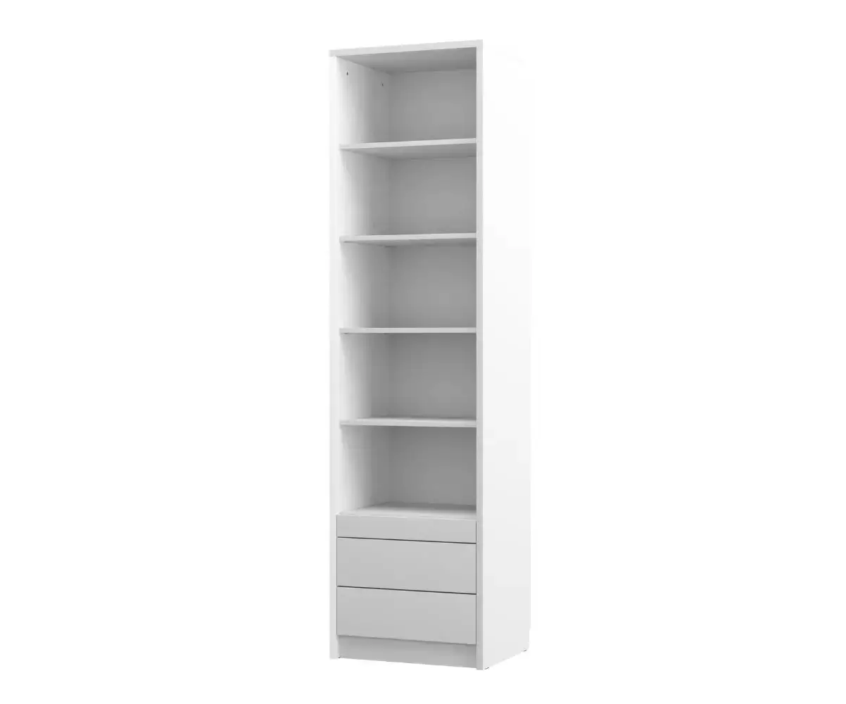 Colonne de rangement avec étagères et tablette fermée blanche Colonne de rangement avec étagères et tablette fermée blanche