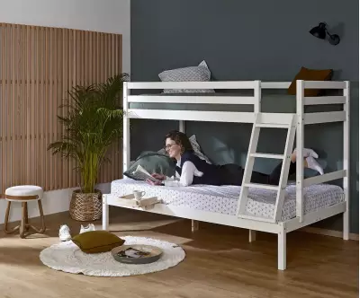 Lit superposé Nazaré en coloris blanc avec matelas