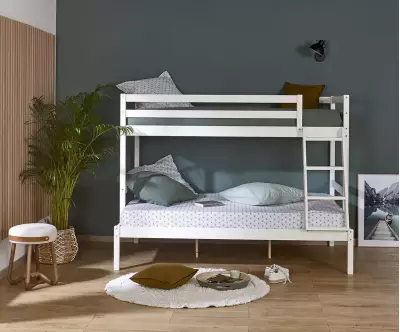 Lit superposé Nazaré blanc 3 couchages avec matelas