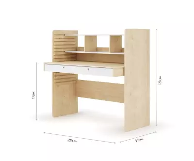 Bureau à Hauteur Réglable Duncan Bois et Blanc. Assis ou Debout