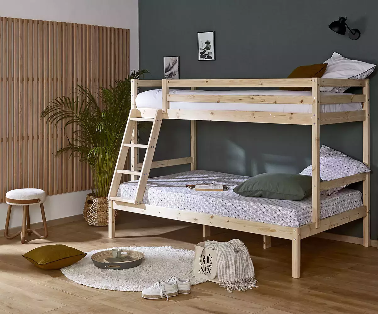 Lit superposé en bois avec matelas Lit superposé en bois avec matelas