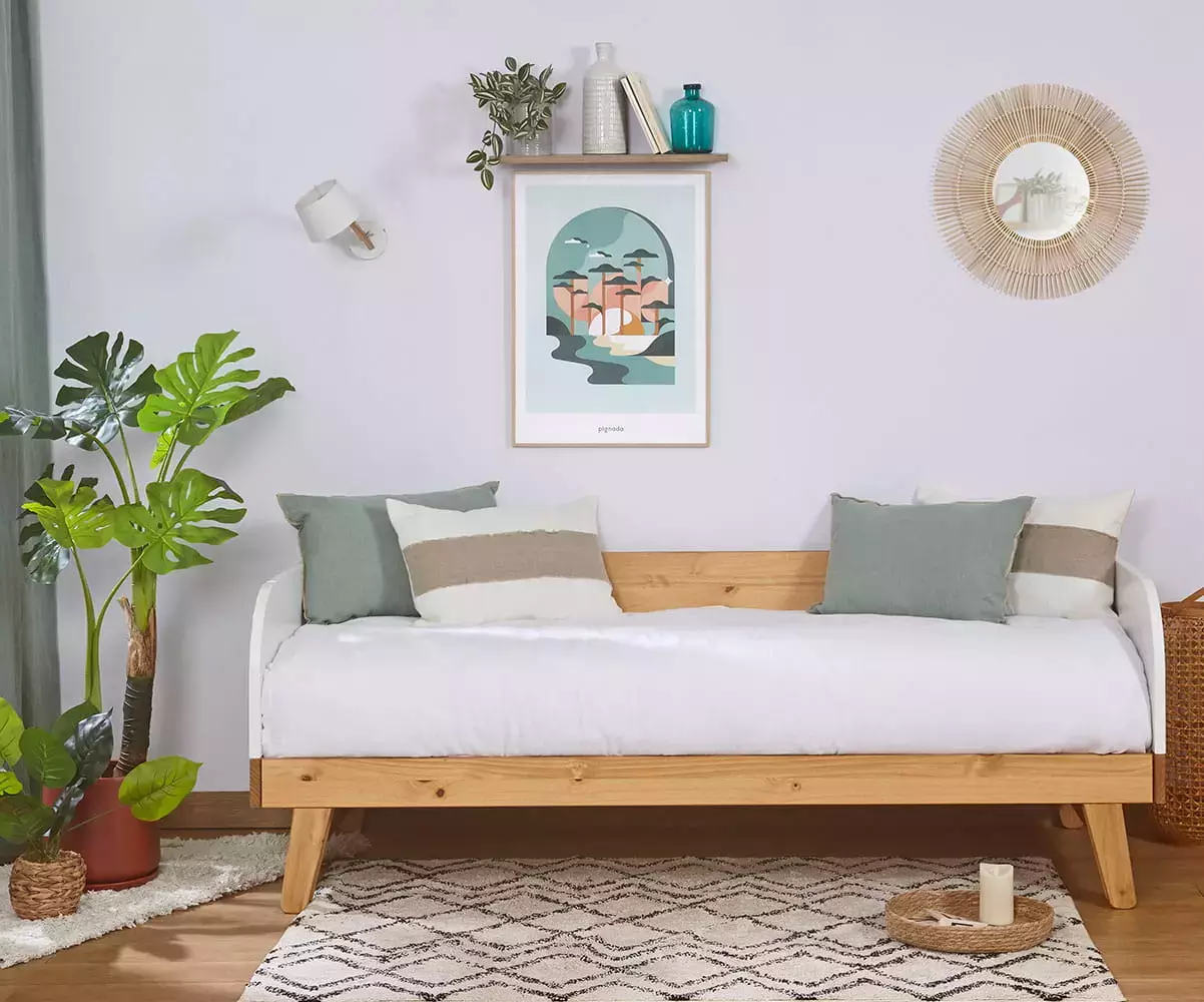 Lit gigogne Sloop blanc et bois Lit gigogne Sloop blanc et bois