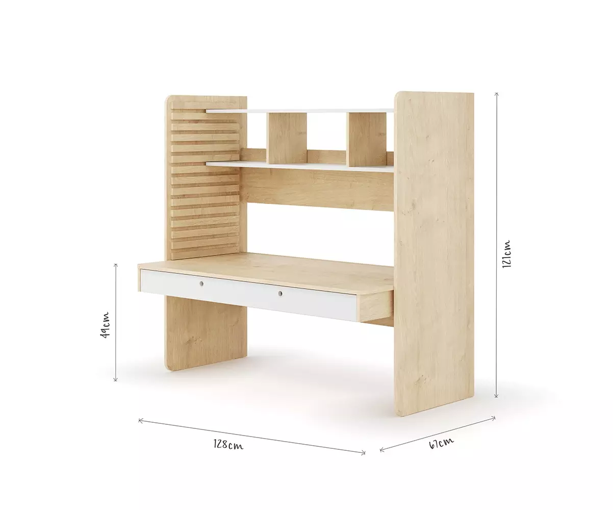 Bureau à Hauteur Réglable Duncan Bois et Blanc. Assis ou Debout Bureau à Hauteur Réglable Duncan Bois et Blanc. Assis ou Debout