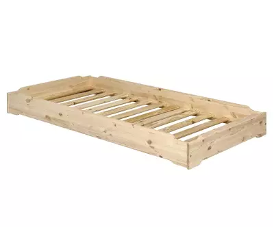 Lit empilable en bois avec sommier à lattes en bois massif