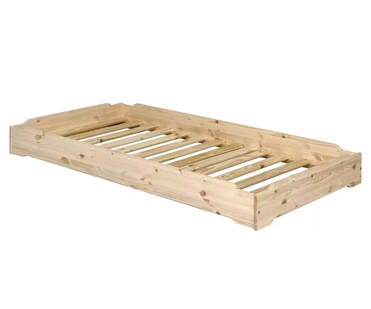 Lit empilable en bois avec sommier à lattes en bois massif Lit empilable en bois avec sommier à lattes en bois massif