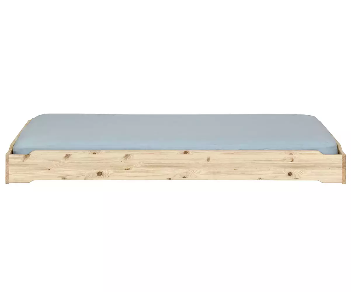 Lit en bois empilable Vaka bois naturel avec matelas Lit en bois empilable Vaka bois naturel avec matelas