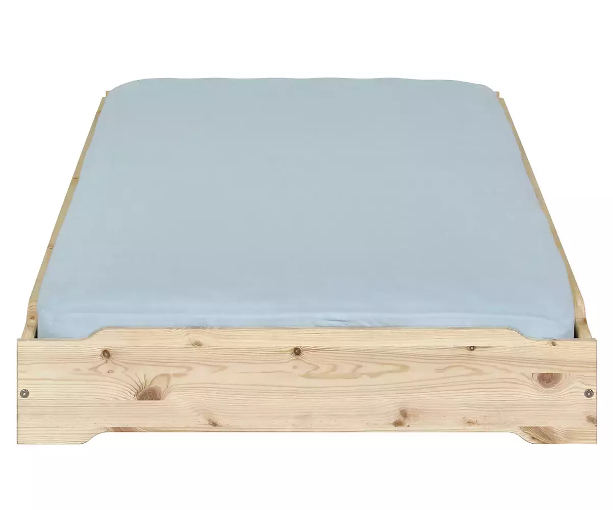 Lit empilable Vaka bois naturel avec matelas Lit empilable Vaka bois naturel avec matelas