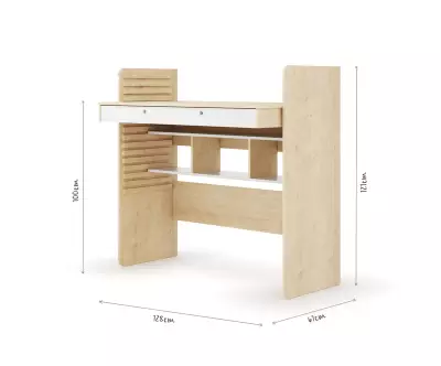 Bureau à Hauteur Réglable Duncan Bois et Blanc. Assis ou Debout