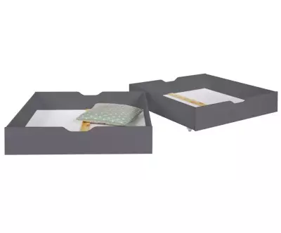 Lot de 2 tiroirs pour lit superposé Iris gris anthracite