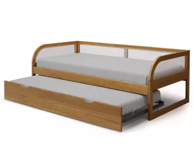 Lit gigogne Makau noisette avec matelas en option