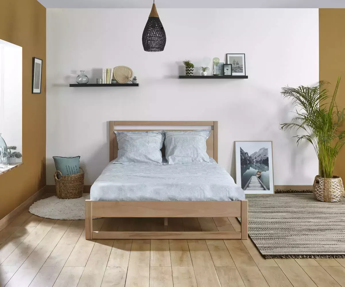 Lit Garray en bois avec matelas 2 places Lit Garray en bois avec matelas 2 places