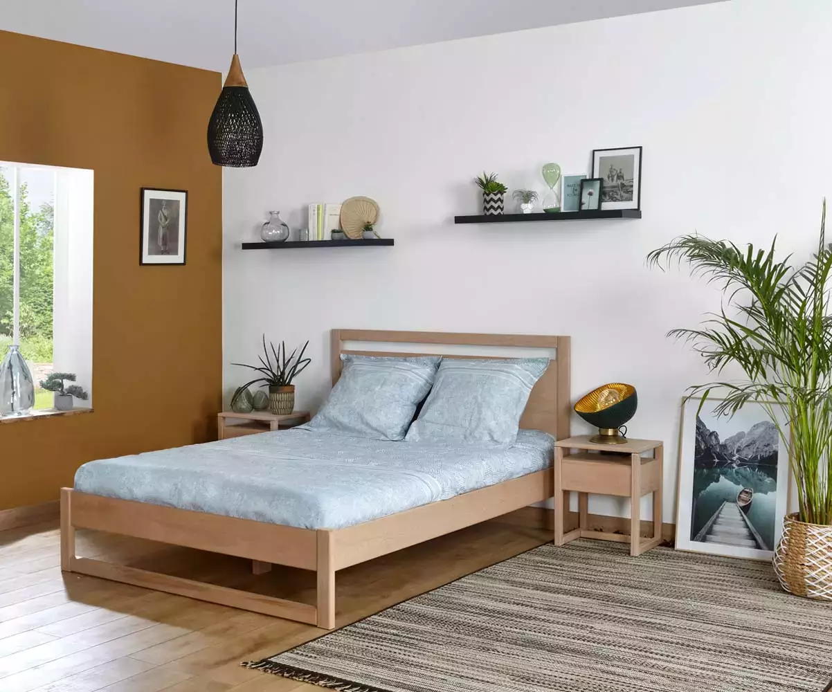 Lit 2 couchages Garay avec son matelas et chevets en option Lit 2 couchages Garay avec son matelas et chevets en option