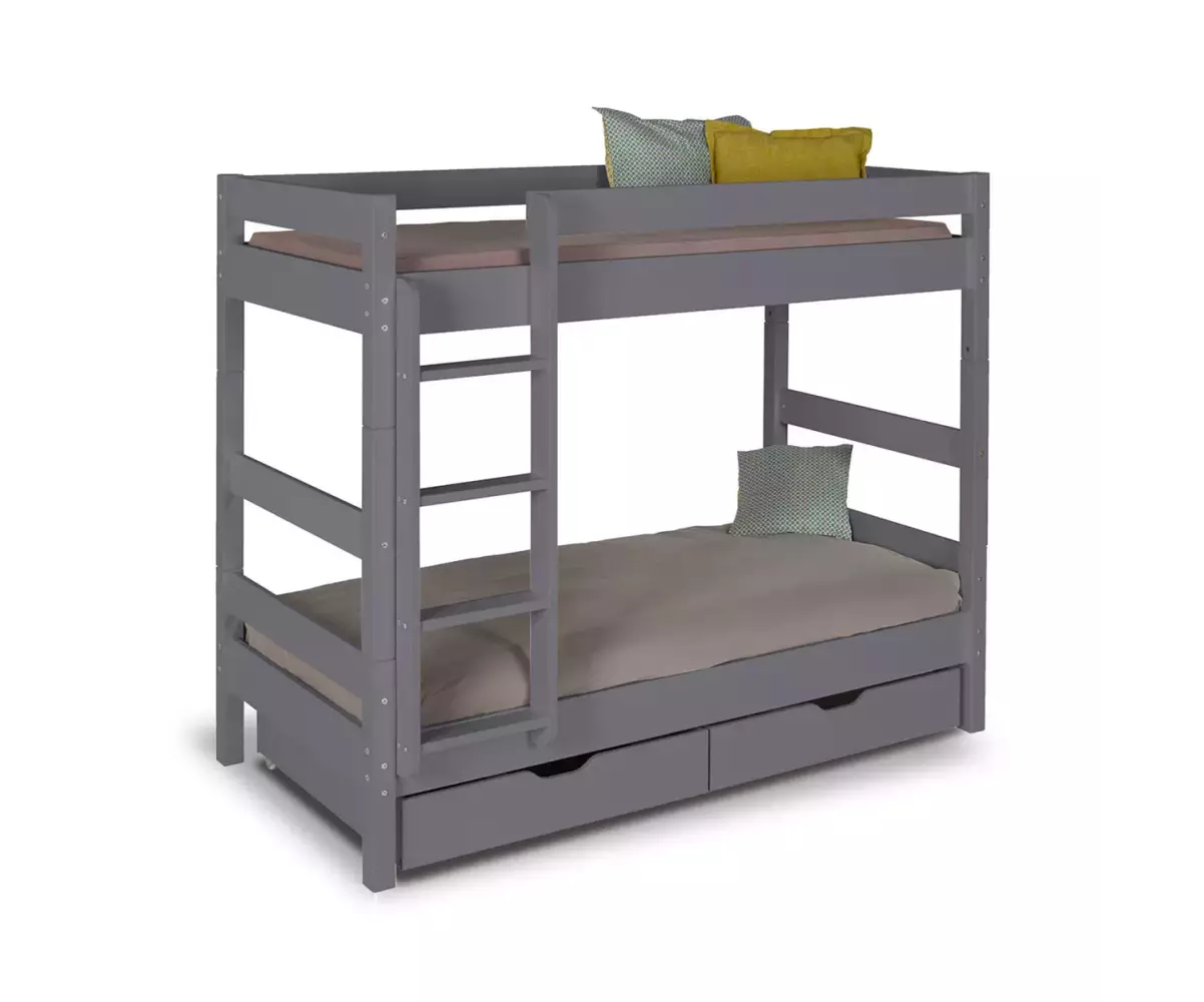 Lit superposé bois massif gris anthracite Lit superposé bois massif gris anthracite