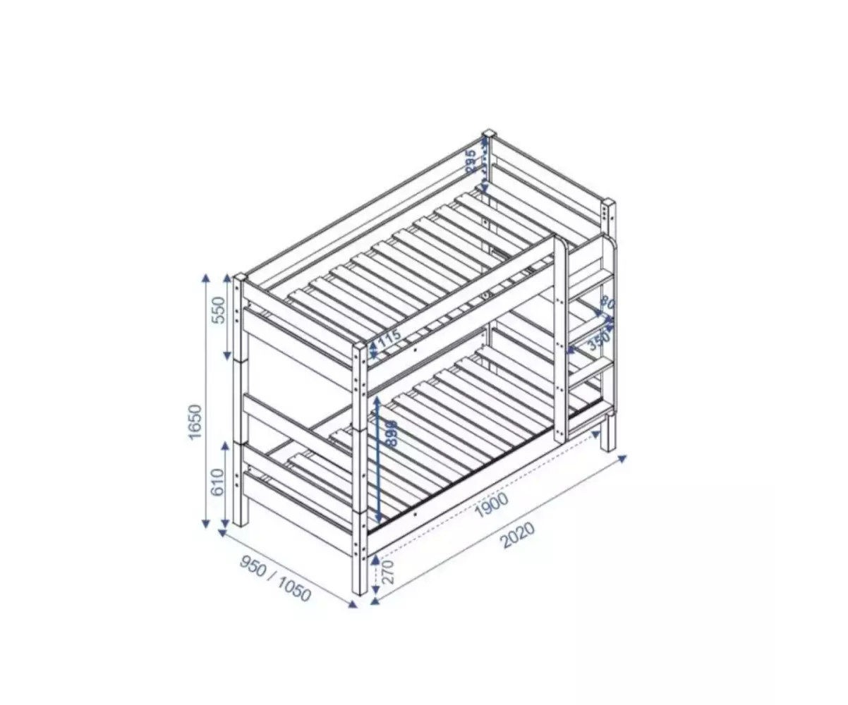 Schéma dimensionnel lit superposé Schéma dimensionnel lit superposé
