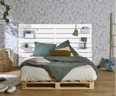Lit Corfou avec tête de lit blanche