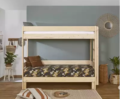 Lit superposé gigogne bois Lakota sans tiroir avec matelas