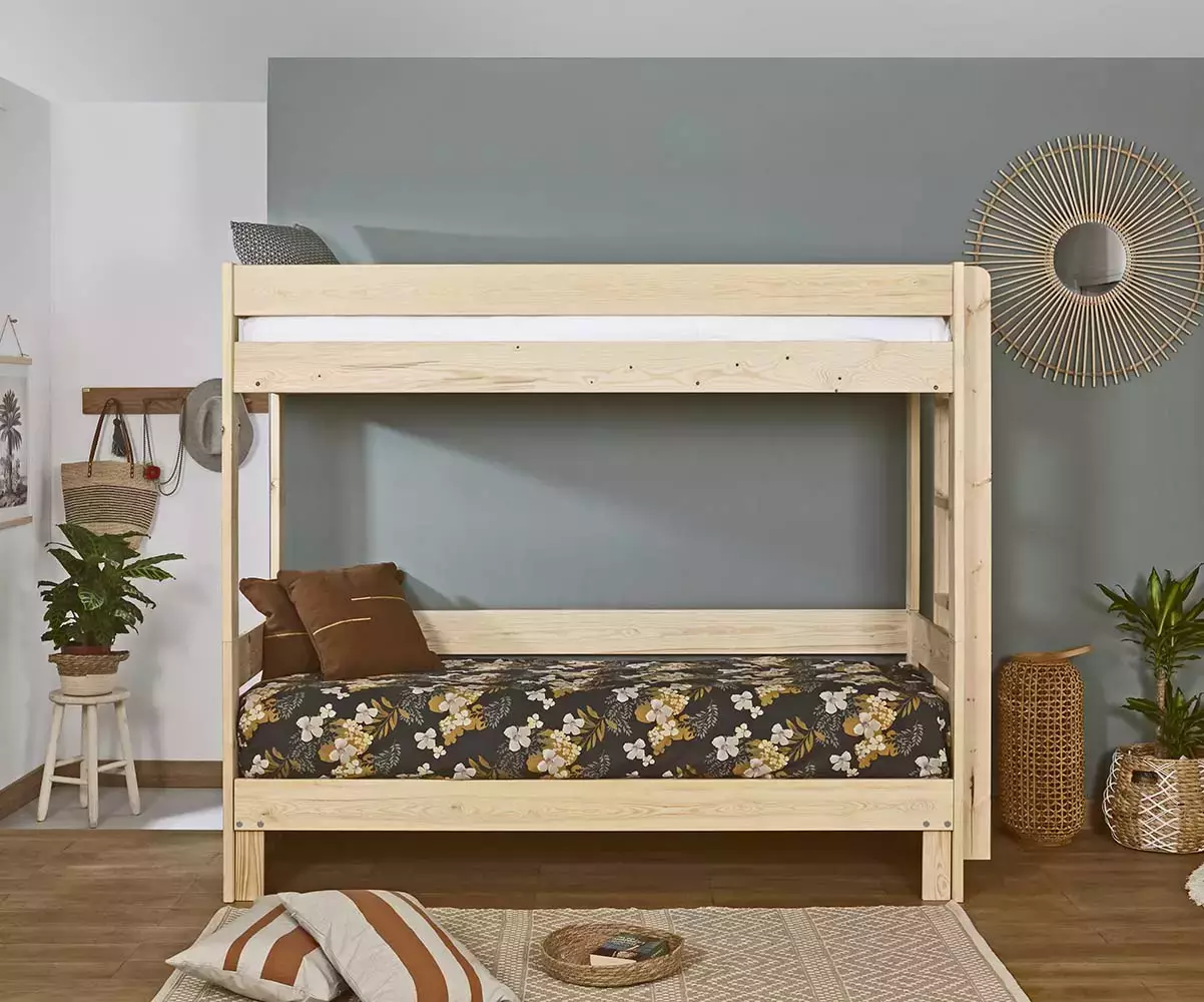 Lit superposé gigogne bois Lakota sans tiroir avec matelas Lit superposé gigogne bois Lakota sans tiroir avec matelas