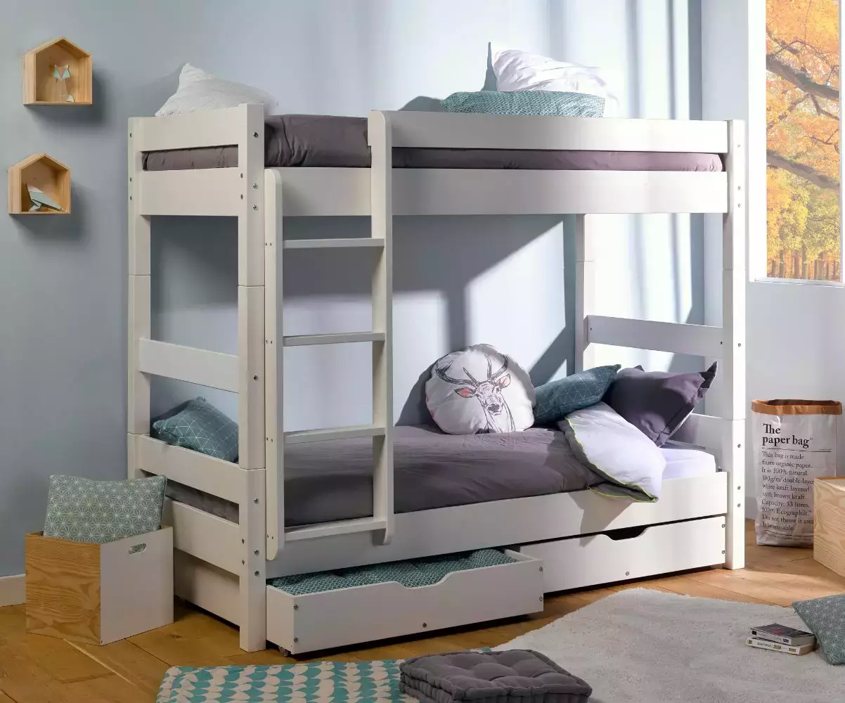 Pack lit superposé blanc et matelas Iris Pack lit superposé blanc et matelas Iris