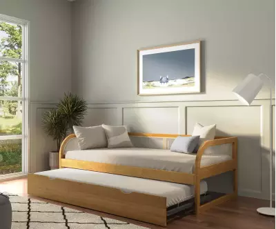 Makau, lit banquette avec sommier gigogne et matelas