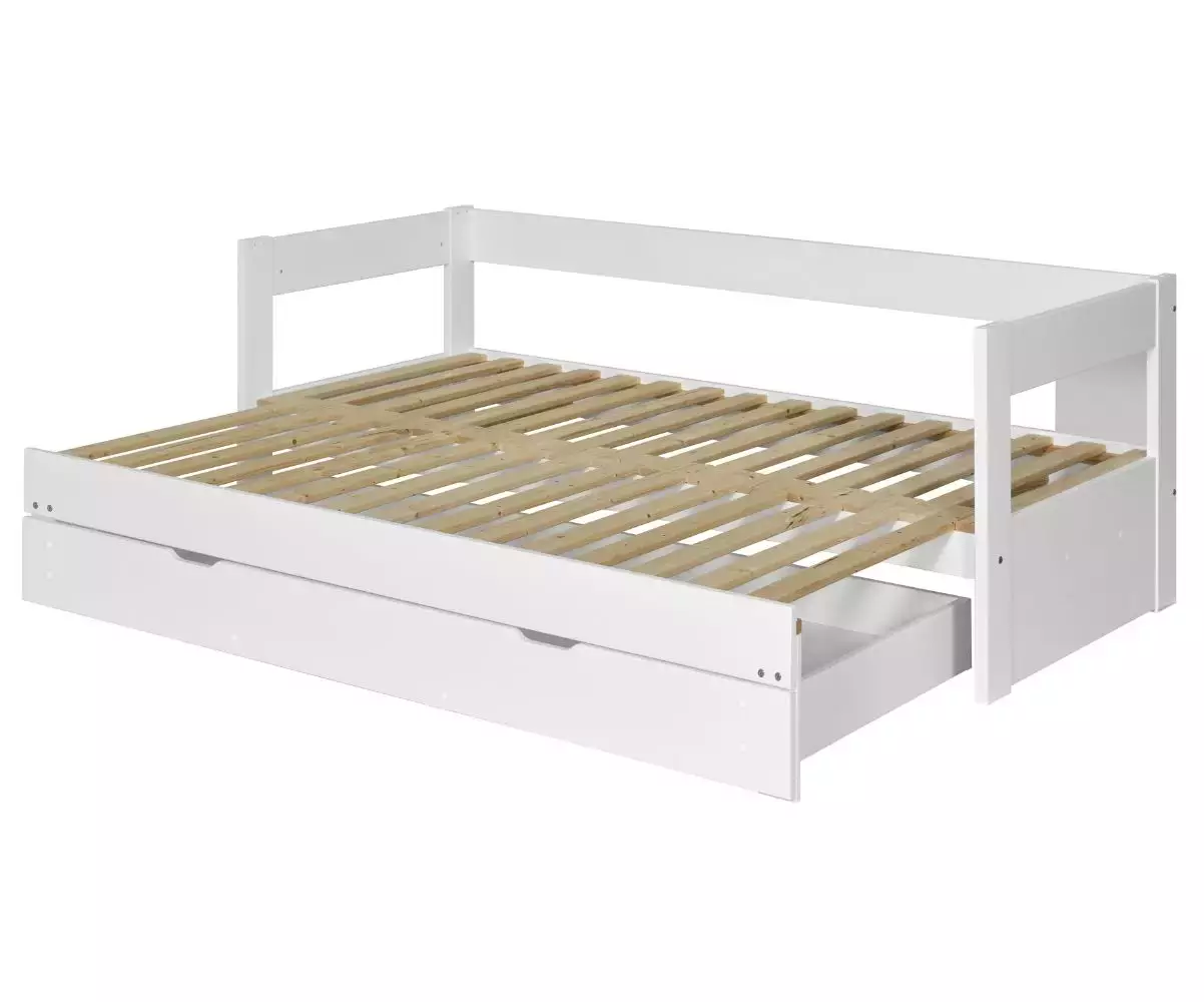 Lit gigogne Lakota blanc 80x200 déplié Lit gigogne Lakota blanc 80x200 déplié