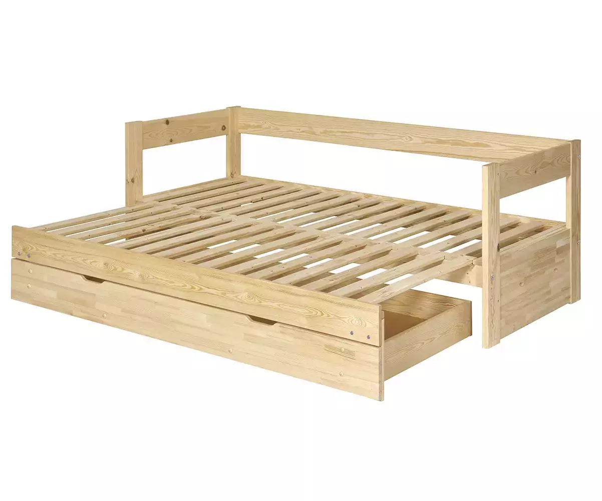 Lit gigogne Lakota bois 80x200 déplié Lit gigogne Lakota bois 80x200 déplié