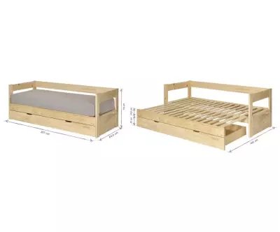 Lit gigogne Lakota bois dimensions