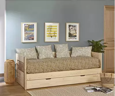Lit gigogne Lakota bois fermé avec matelas