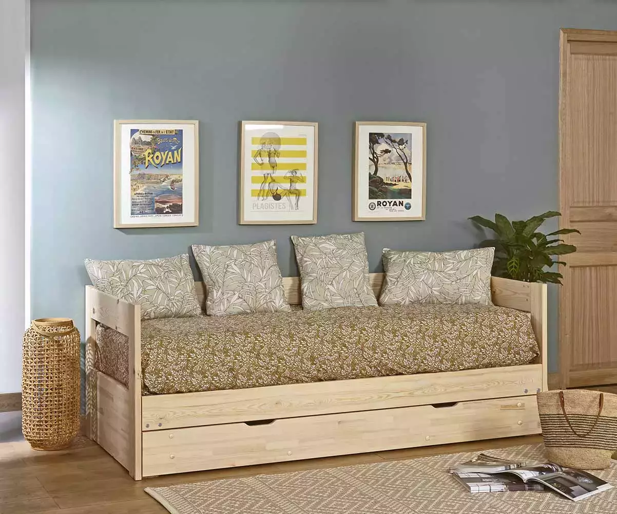 Lit gigogne Lakota bois fermé avec matelas Lit gigogne Lakota bois fermé avec matelas